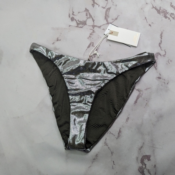 Good American Swim Bottom Women Foil Green Better Bikini Metallic - Picture 1 of 10